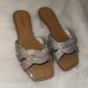 Aldo rhinestone Silver Embellished Women's Sandals